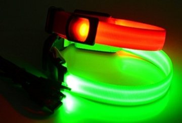LED Leuchthalsband Basic per USB aufladbar, Größe L, Grün